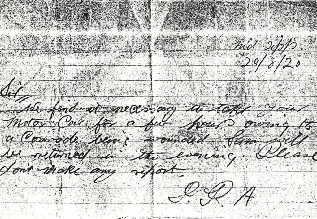 A handwritten letter to my family in 1920 from the IRA